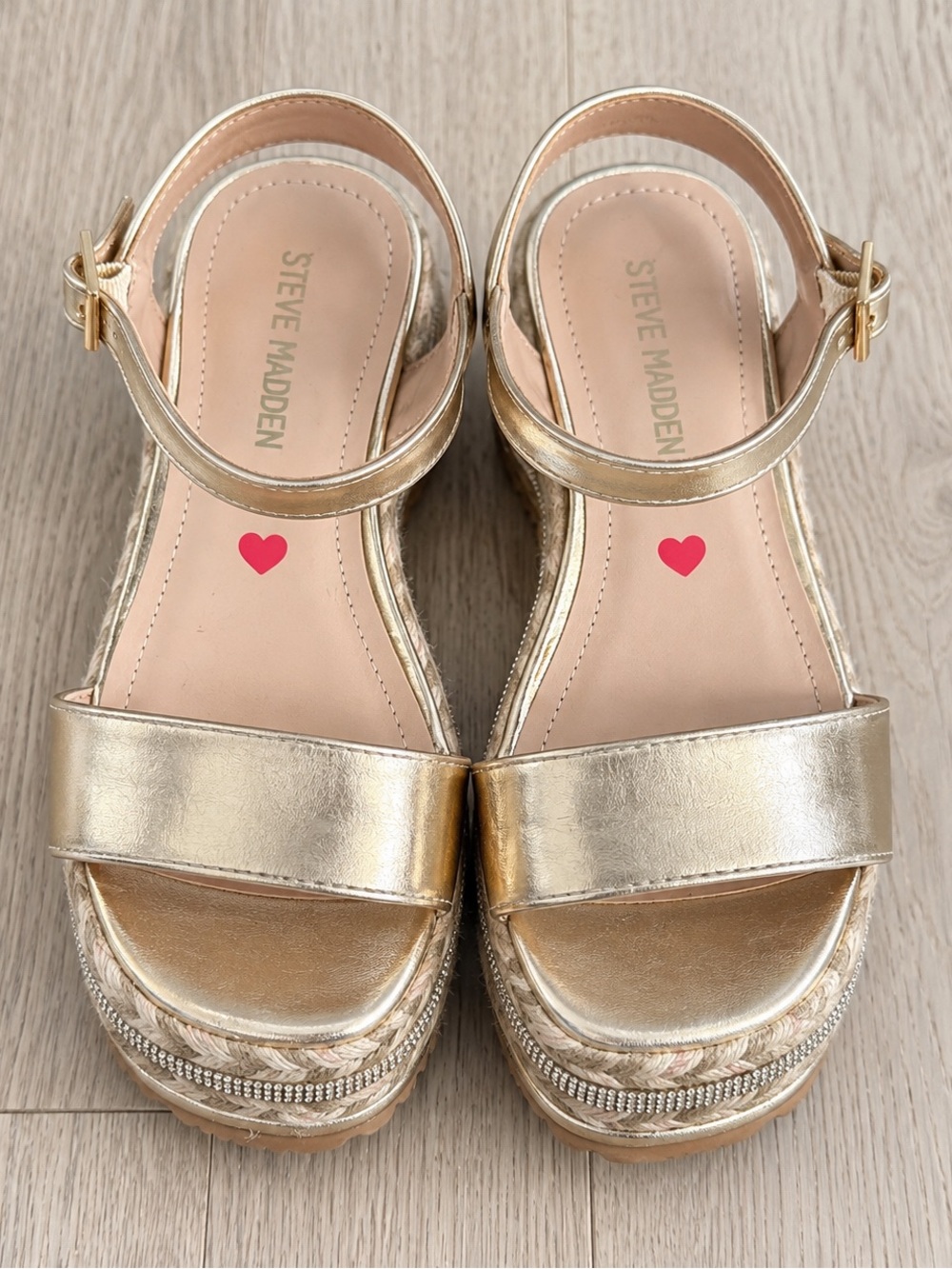 Steve Madden Metallic Gold Braided Platform Sandals
